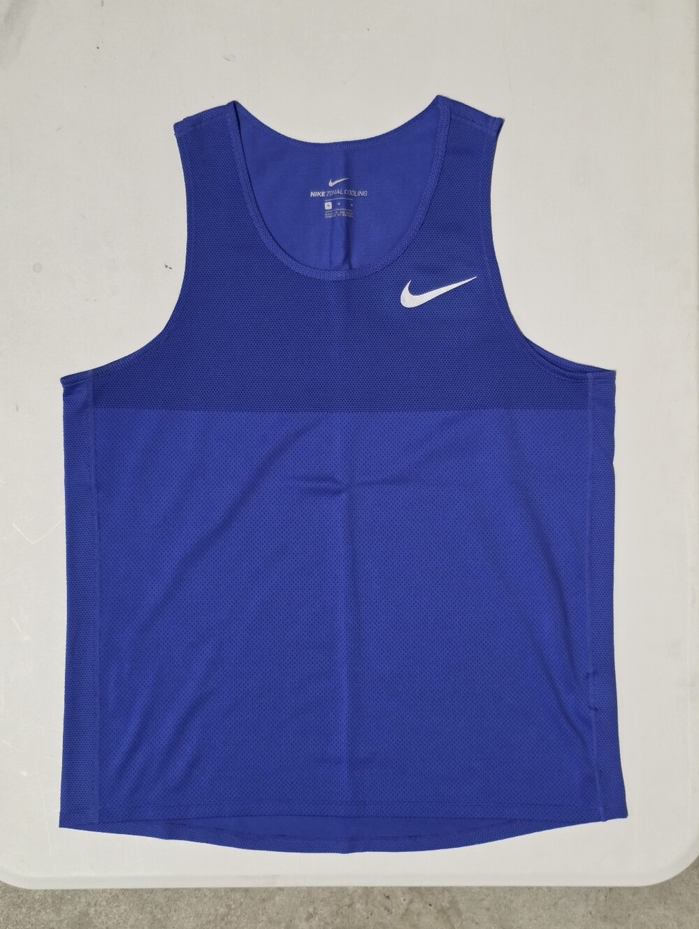 Nike Zonal Cooling Men's Blue Mesh Tank Breathable Scoop Neck Logo M